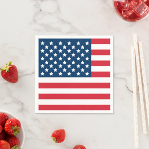 Amerikanska Flagga Rött vitt blått USA Stars och s Pappersservett