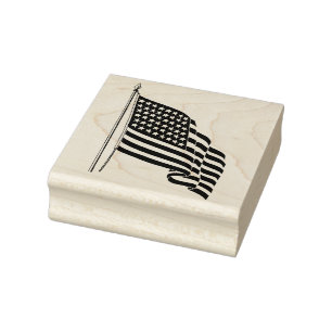 Amerikanska Flagga Rubber Frimärke Stämpel