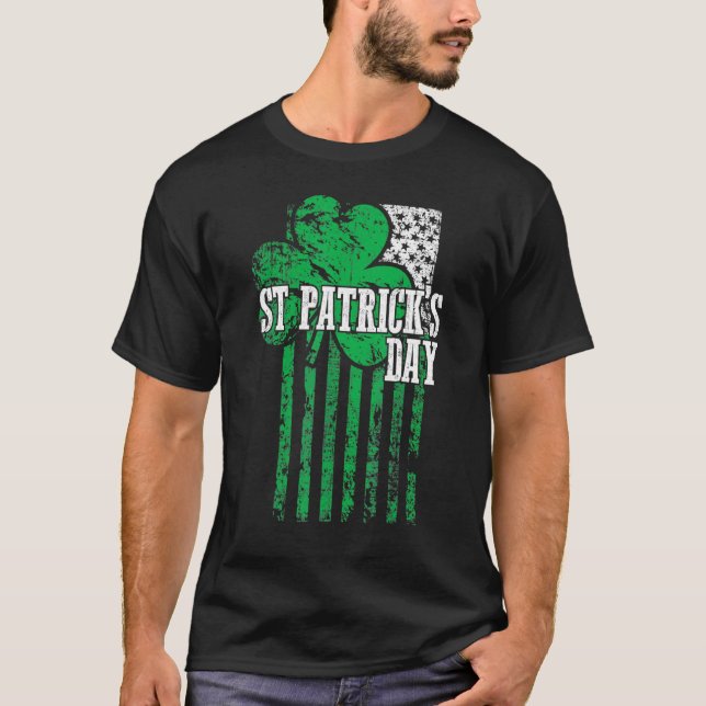 Amerikanska Flagga Saint Patricks Day T Shirt För  (Framsida)