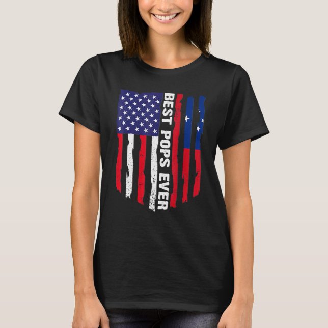 Amerikanska Flagga & Samoa Flagga Best Pops All Fa T Shirt (Framsida)