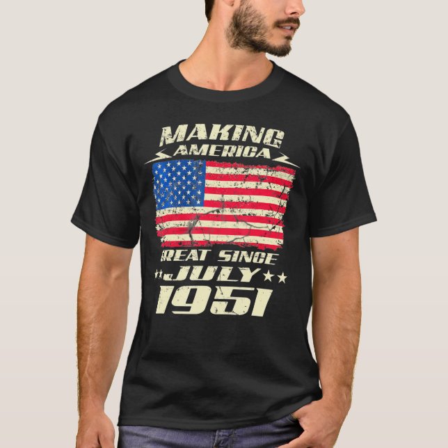 Amerikanska Flagga sedan juli 1951 T Shirt (Framsida)