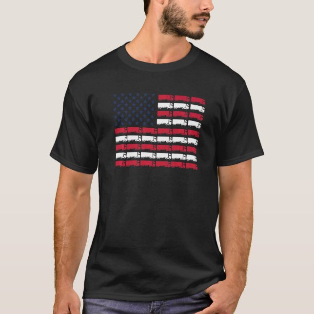 amerikanska Flagga Semi Lastbil-chaufförer 4:e av T Shirt (Framsida)