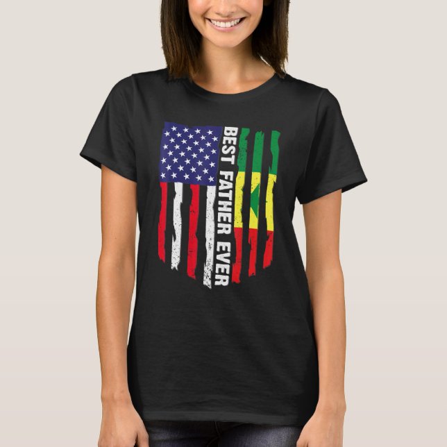 Amerikanska Flagga & Senegal Flagga Bästa Far någo T Shirt (Framsida)