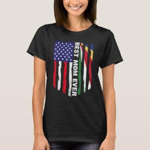 Amerikanska Flagga & Seychellerna Flagga Bästa Mam T Shirt