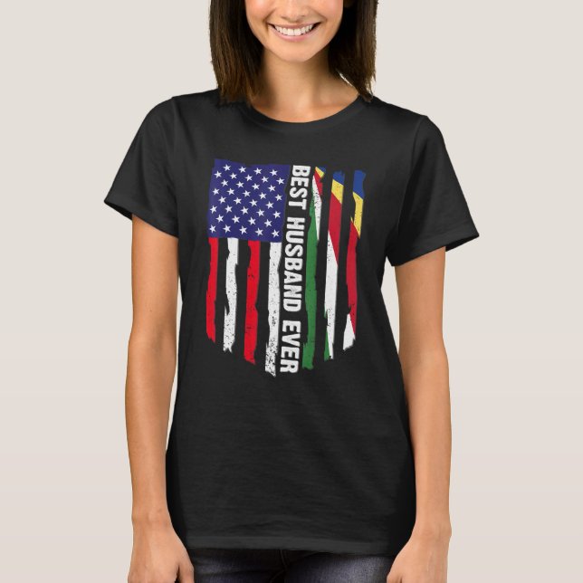Amerikanska Flagga & Seychellerna Flagga Best Make T Shirt (Framsida)