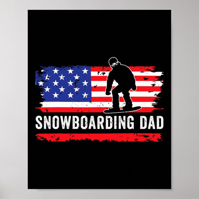 Amerikanska Flagga Snowboarding Pappa Snowboarder  Poster (Framsidan)