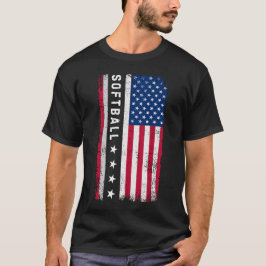 Amerikanska Flagga Softball Pappa | Softball Pappa T Shirt