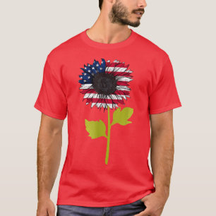 Amerikanska Flagga Solros 4:e juli Oberoende U T Shirt