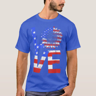 Amerikanska flagga solrosblomman kärlek för 4:e ju t shirt