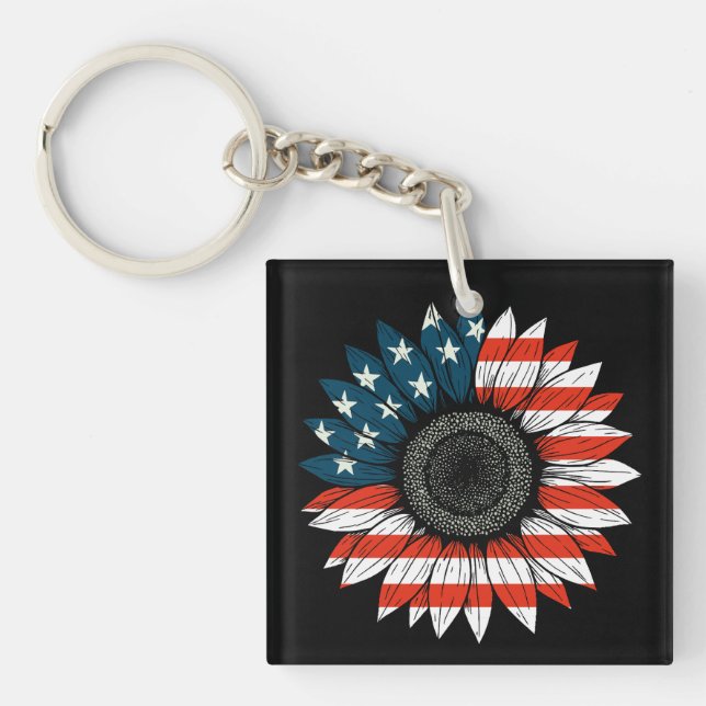 Amerikanska Flagga Solrosblommor (Framsidan)