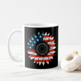 Amerikanska Flagga Solrosblommor Kaffemugg
