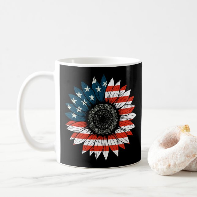 Amerikanska Flagga Solrosblommor Kaffemugg (Med munk)