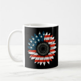 Amerikanska Flagga Solrosblommor Kaffemugg