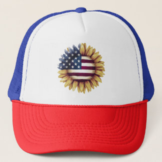 Amerikanska Flagga Solrosblommor Keps