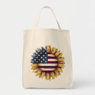 Amerikanska Flagga Solrosblommor Tygkasse