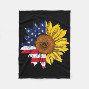 Amerikanska Flagga Solrosoberoende 4 juli P Fleecefilt