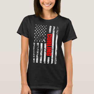 Amerikanska Flagga Sports Patriotic Curling T Shirt