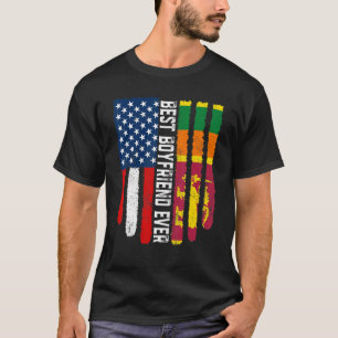 Amerikanska Flagga & Sri Lanka Flagga Best Boyvän T Shirt
