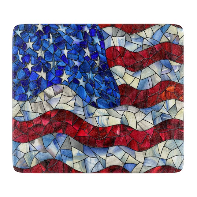 Amerikanska Flagga Stached Glass Caking Board (Framsidan)