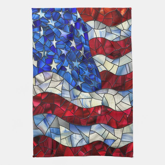 Amerikanska Flagga Stached Glass Kitchen Towel Kökshandduk (Vertikal)