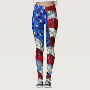 Amerikanska Flagga Stached Glass Leggings