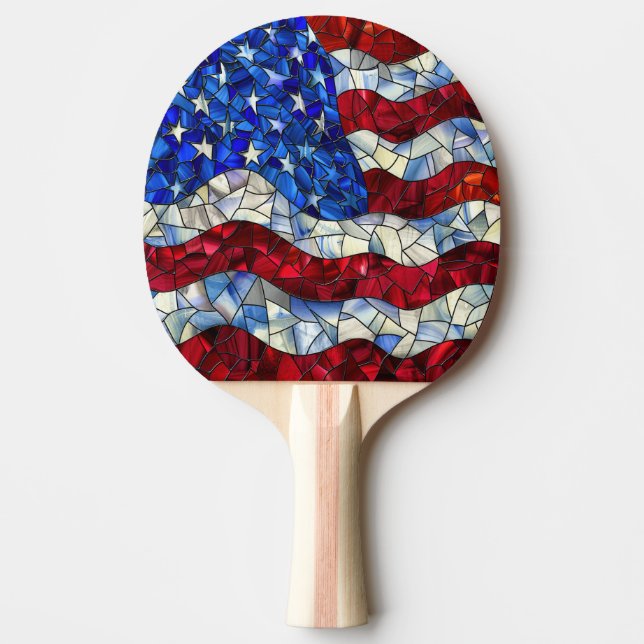 Amerikanska Flagga Stached Glass Ping Pong Paddle Pingisracket (Framsidan)