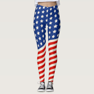 Amerikanska Flagga Stars och stripes 4 juli Leggings