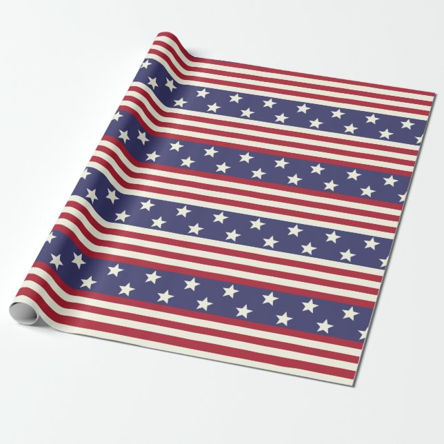 Amerikanska Flagga Stars och stripes USA Patriotic Presentpapper (Utrullad)