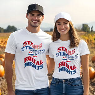 Amerikanska Flagga Stars Rand och Lika Höger Namn T Shirt