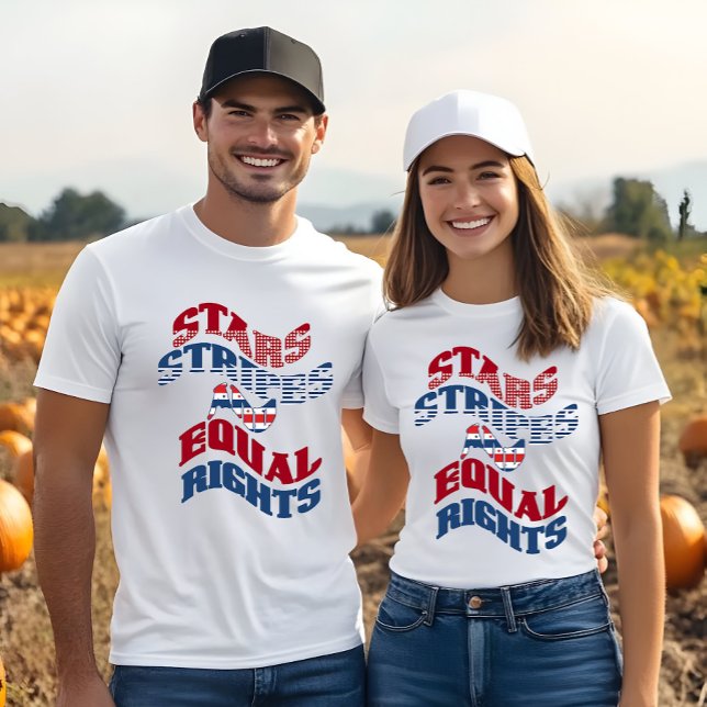 Amerikanska Flagga Stars Rand och Lika Höger Namn T Shirt (American Flag Stars Stripes and Equal Rights Name T-Shirt)