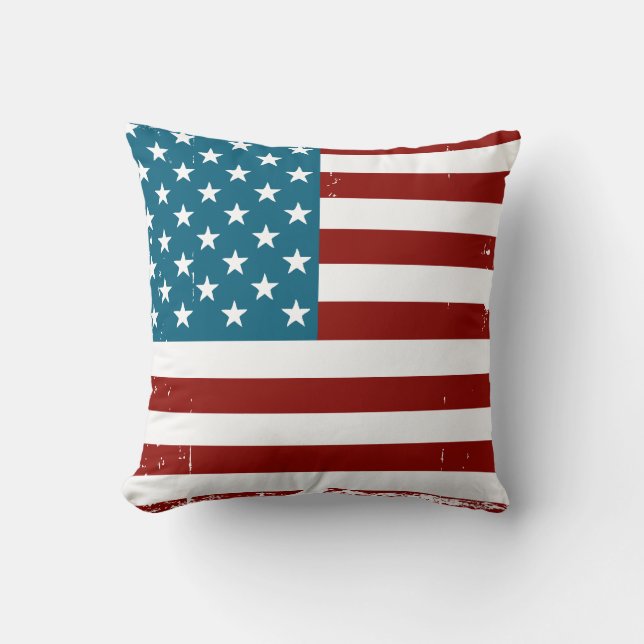 Amerikanska Flagga stjärnor rand rött vitt blått Kudde (Framsida)