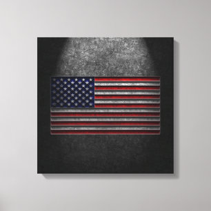 Amerikanska Flagga Stone Struktur Kanvastryck
