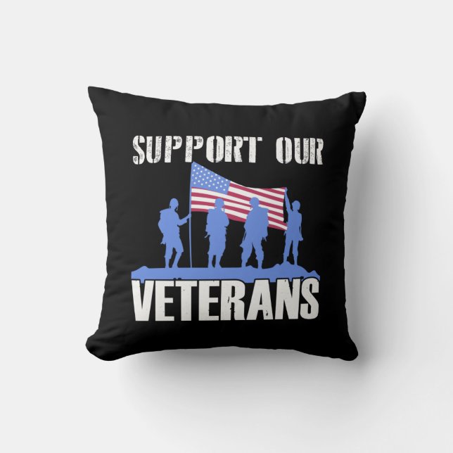 Amerikanska Flagga Support våra veteraner Kudde (Framsida)