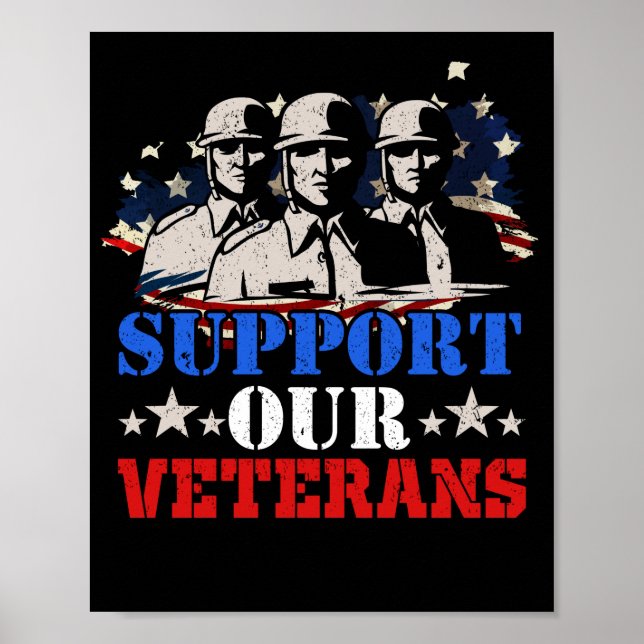 Amerikanska Flagga Support våra veteraner Poster (Framsidan)