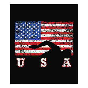 Amerikanska Flagga Swimming USA Gift Simma Team Pr Fototryck