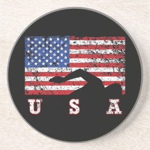 Amerikanska Flagga Swimming USA Gift Simma Team Pr Underlägg