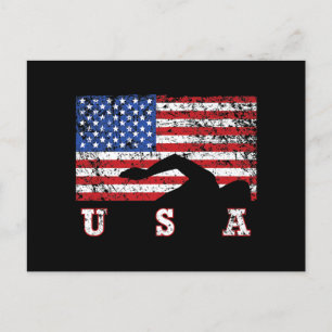 Amerikanska Flagga Swimming USA Gift Simma Team Pr Vykort
