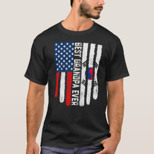 Amerikanska Flagga Sydkorea Flagga Best Grandpa nå T Shirt