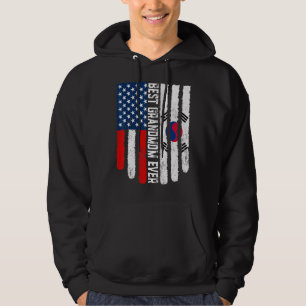 Amerikanska Flagga Sydkoreas Flagga Best Grandmamm Hoodie