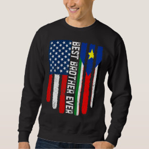Amerikanska Flagga Sydsudan Flagga Best Brother Lång Ärmad Tröja