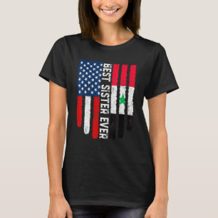 Amerikanska Flagga Syriens Flagga Bästa syster någ T Shirt