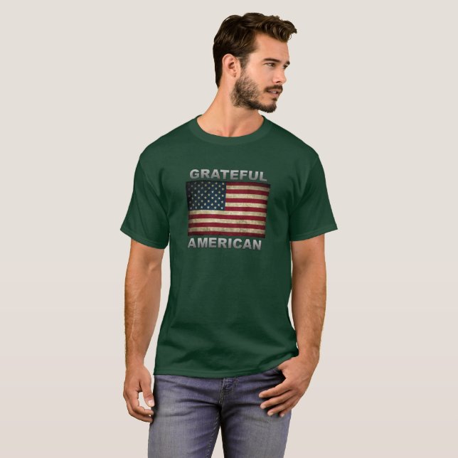 Amerikanska Flagga - tacksamma amerikan T Shirt (Hel framsida)