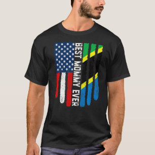 Amerikanska Flagga & Tanzania Flagga Bästa Mamman T Shirt