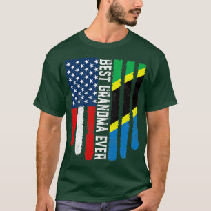 Amerikanska Flagga & Tanzania Flagga Best Grandma T Shirt