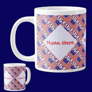 Amerikanska Flagga Tiled Red Personlig Jumbo Mugg