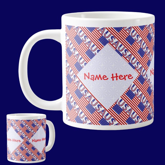 Amerikanska Flagga Tiled Red Personlig Jumbo Mugg (Skapare uppladdad)