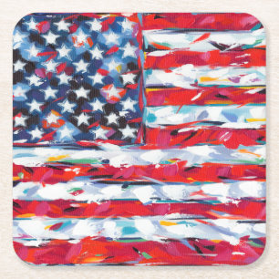 Amerikanska Flagga Underlägg Papper Kvadrat