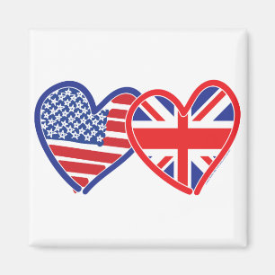 Amerikanska Flagga/Union Jack Flagga Hearts Magnet