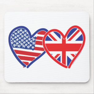 Amerikanska Flagga/Union Jack Flagga Hearts Musmatta