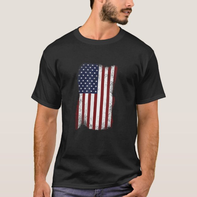 Amerikanska Flagga USA 4:e juli Patriotic America T Shirt (Framsida)